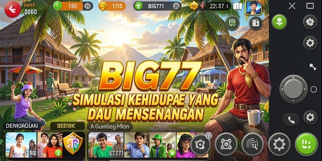 Tangkapan layar utama BIG77 menampilkan gameplay menarik dari simulasi kehidupan.
