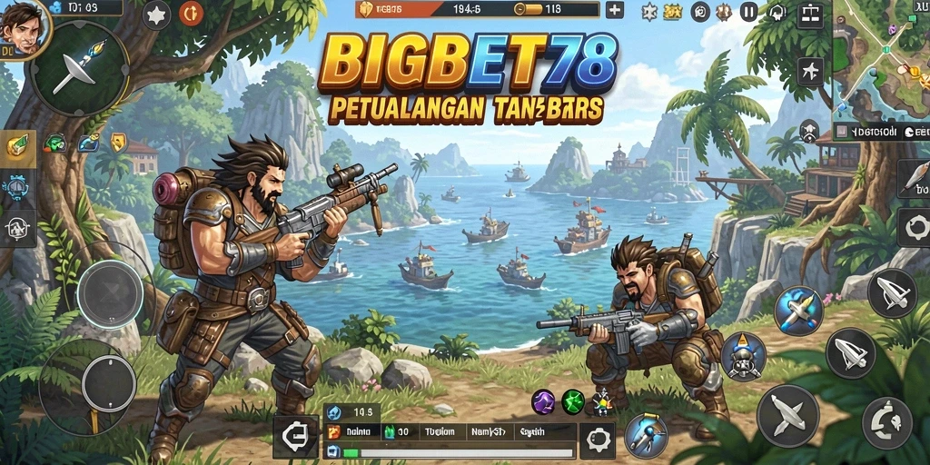 Screenshot utama menunjukkan aksi eksplorasi di dunia terbuka.