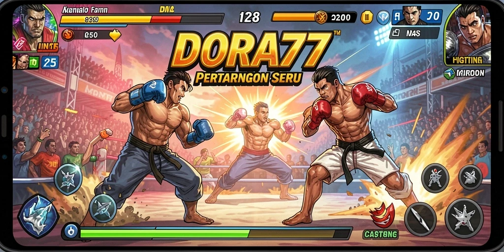 Gameplay Fighting DORA77 yang seru dan menegangkan.