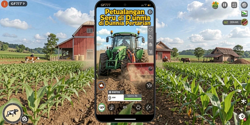 Tangkapan layar gameplay menunjukkan ladang subur di GF777.