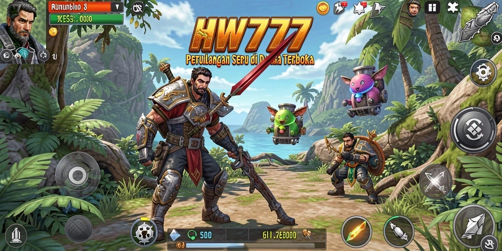 Tampilan menarik dari gameplay HW777 di dunia terbuka.