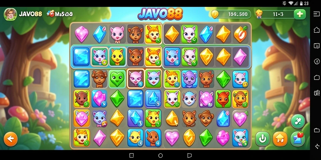 Gameplay menarik dengan kombinasi objek berwarna-warni.