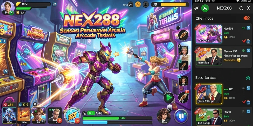Screenshot NEX288 menampilkan aksi seru dalam permainan Arcade.