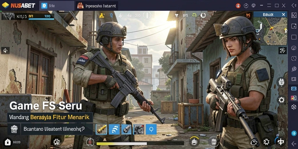 Tampilan gameplay NUSABET saat beraksi di pertempuran FPS.