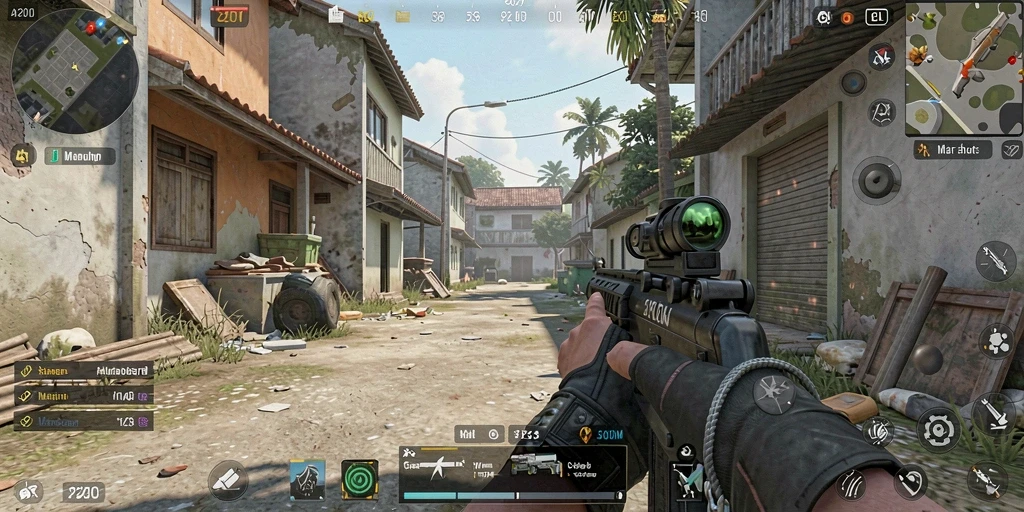 Tampilan gameplay P200M yang mendebarkan dalam pertempuran FPS.