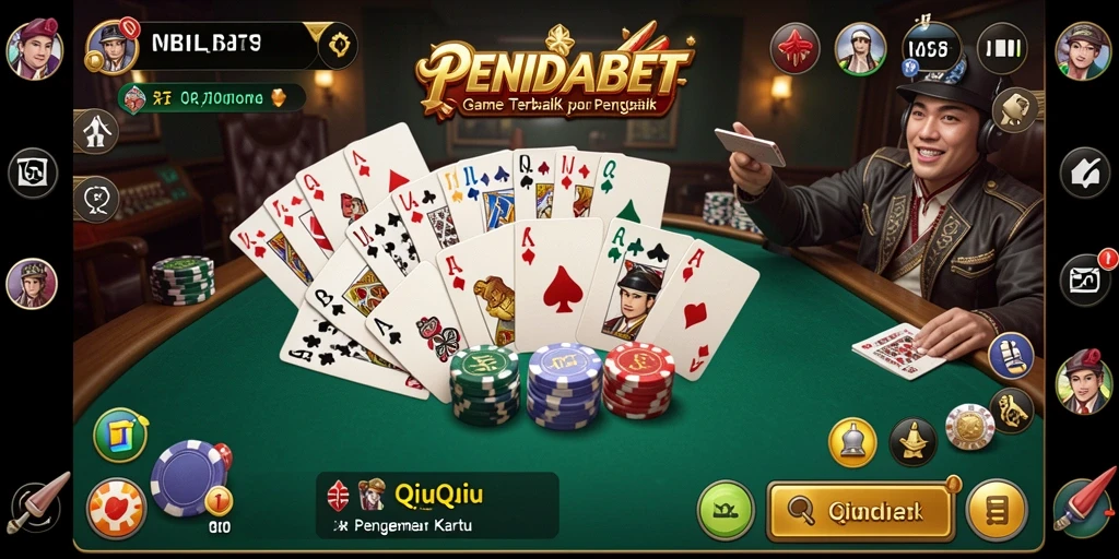 Tampilan gameplay seru di PENIDABET dengan kartu QiuQiu
