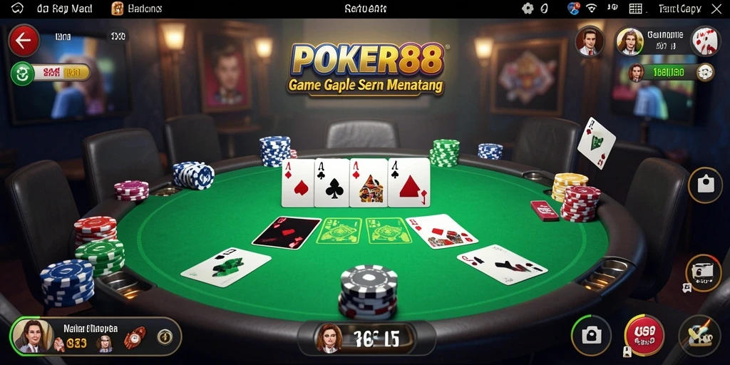 Tampilan gameplay Gaple yang seru di POKER88.