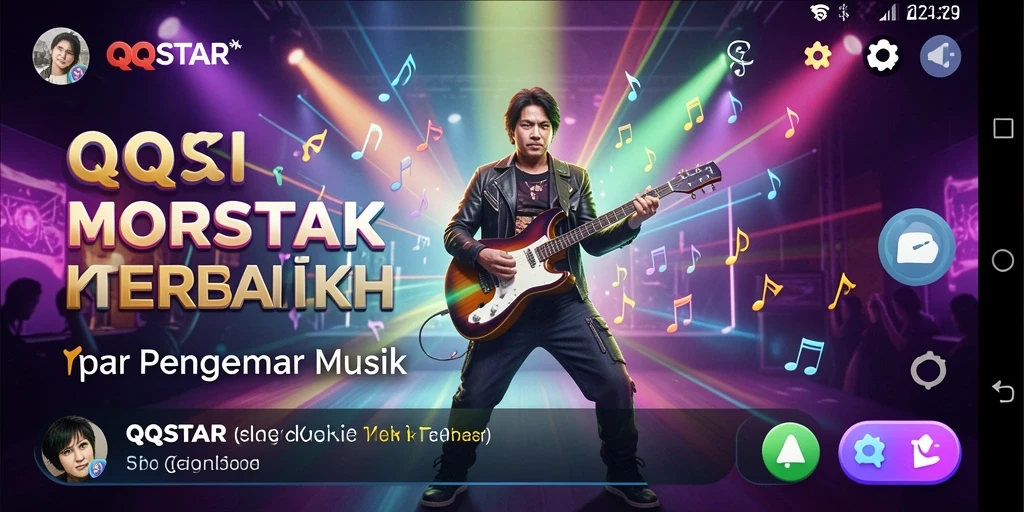 Screenshot gameplay QQSTAR yang menunjukkan tantangan musik seru.