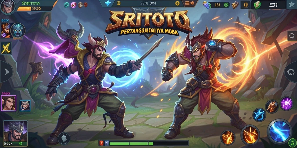 Tampilan dinamis pertempuran dalam game MOBA SRITOTO.