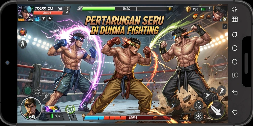 Tampilan gameplay ZK988 yang mendebarkan dalam pertempuran Fighting.